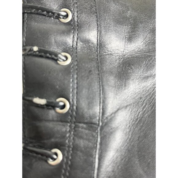 Womens Thigh High Boots 6.5 Faux Leather Lace Up Zip Soft Lined Jessica Simpson - Picture 10 of 15